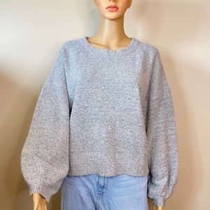Lumiere Balloon Sleeves Gray Knit Sweater Size Small